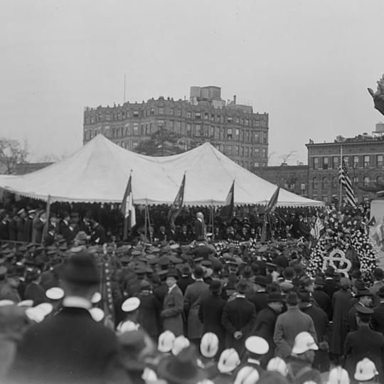 Dedication of the Simon Bolivar statue in Central Park in New York City in 1921.