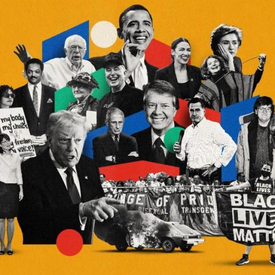Collage of significant political figures representative of the past 50 years.