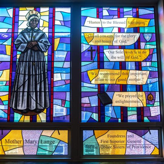 Stained-glass depiction of Mother Mary Lange