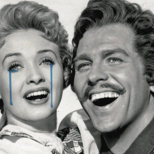Jane Powell and Howard Keel in Seven Brides for Seven Sisters, edited to be crying.