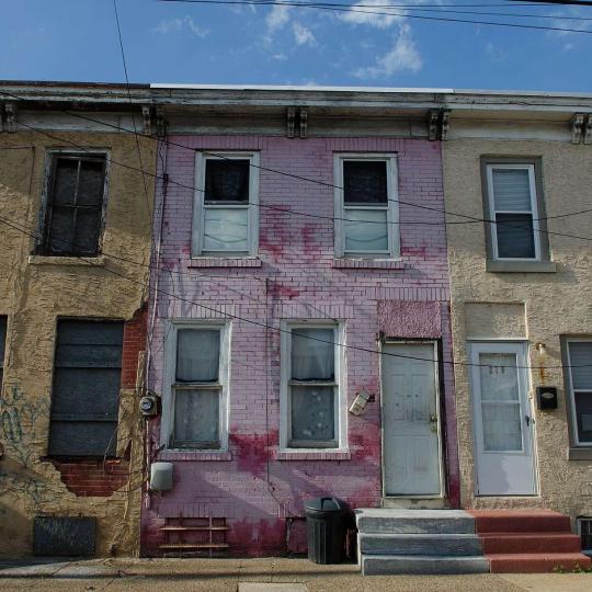 Abandoned rowhouses.