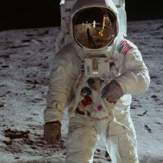 Buzz Aldrin on the moon.