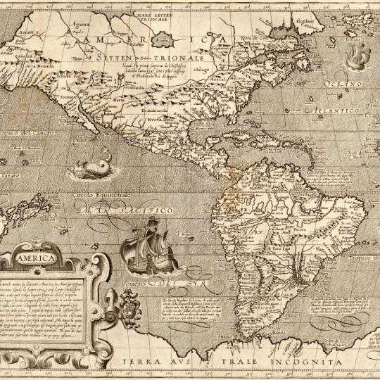 An old map of the Americas.