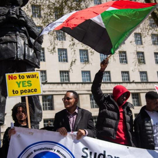 Stop the War in Sudan Protest in 2023. London, UK.