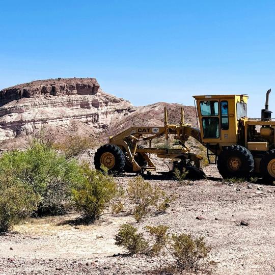 Bulldozer in the Texas borderlands.