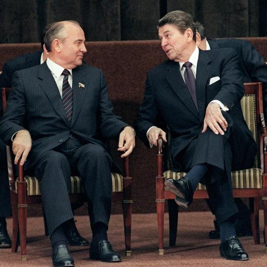 Gorbachev and Reagan.