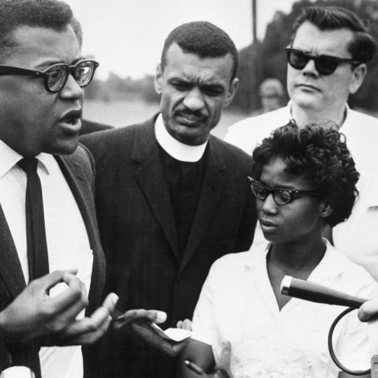 Rev. James Lawson speaking to a crowd.