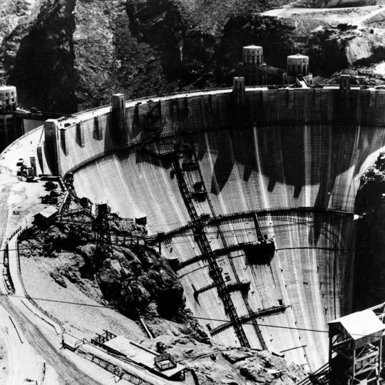 The crest of the Hoover Dam, a.k.a the Boulder Dam, on July 16, 1935.