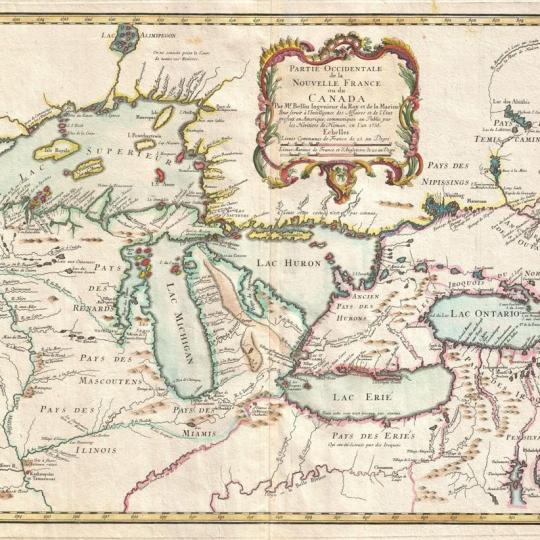 French map of the Great Lakes