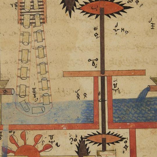 Illustration from a seventeenth-century edition of Ismail al-Jazarī’s The Book of Knowledge of Ingenious Mechanical Devices (1206)