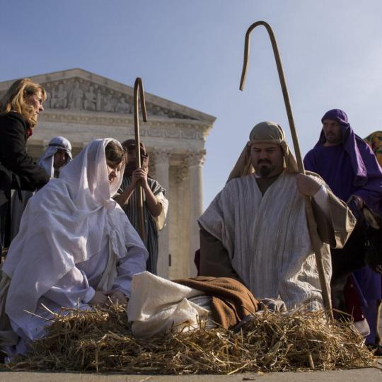 Living nativity outside the Supreme Court building.