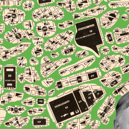 Collage of snippets of Washington, DC street map and Herbert Hoover.