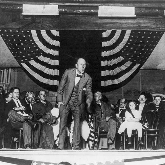Eugene V. Debs, speaking on stage, 1910s
