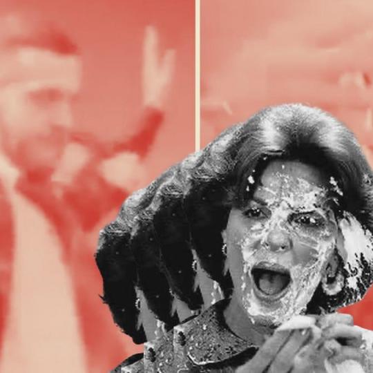 Anita Bryant with pie on her face