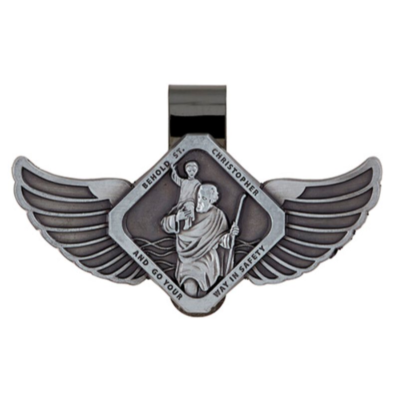 Winged Saint Christopher Visor Clips 6/pk, Visor Clips Catholic