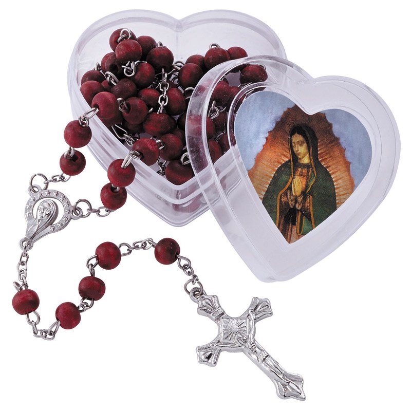 Our Lady of Guadalupe Rose Scented Rosaries with Heart Shaped Cases