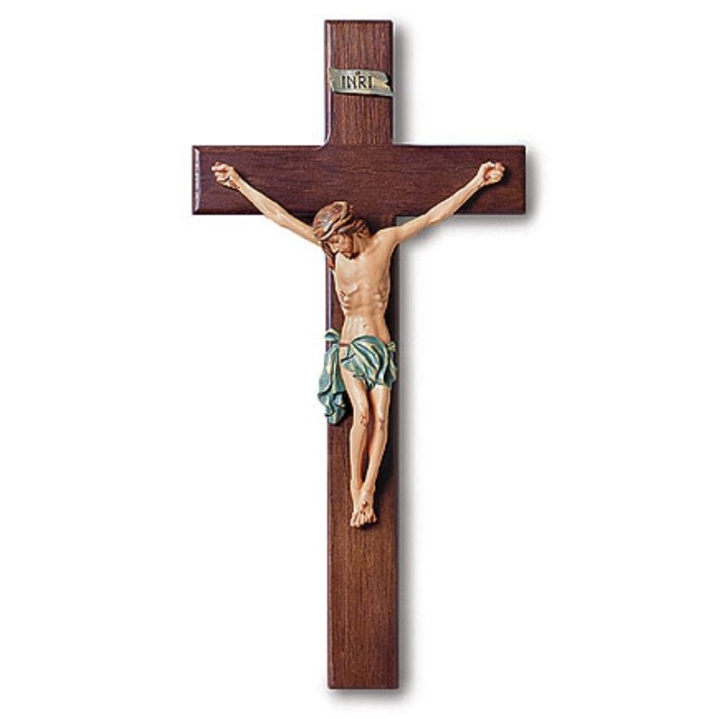 Wall Crucifix for the Home with Hand Painted Corpus 13 Size, Hanging