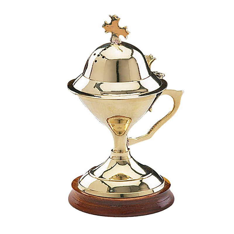 Incense Burner on Wood Base Catholic Gifts