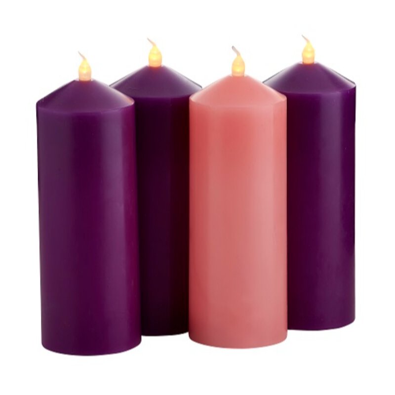 Flameless Advent Pillar Candle Set Purple/Pink, Advent Wreaths