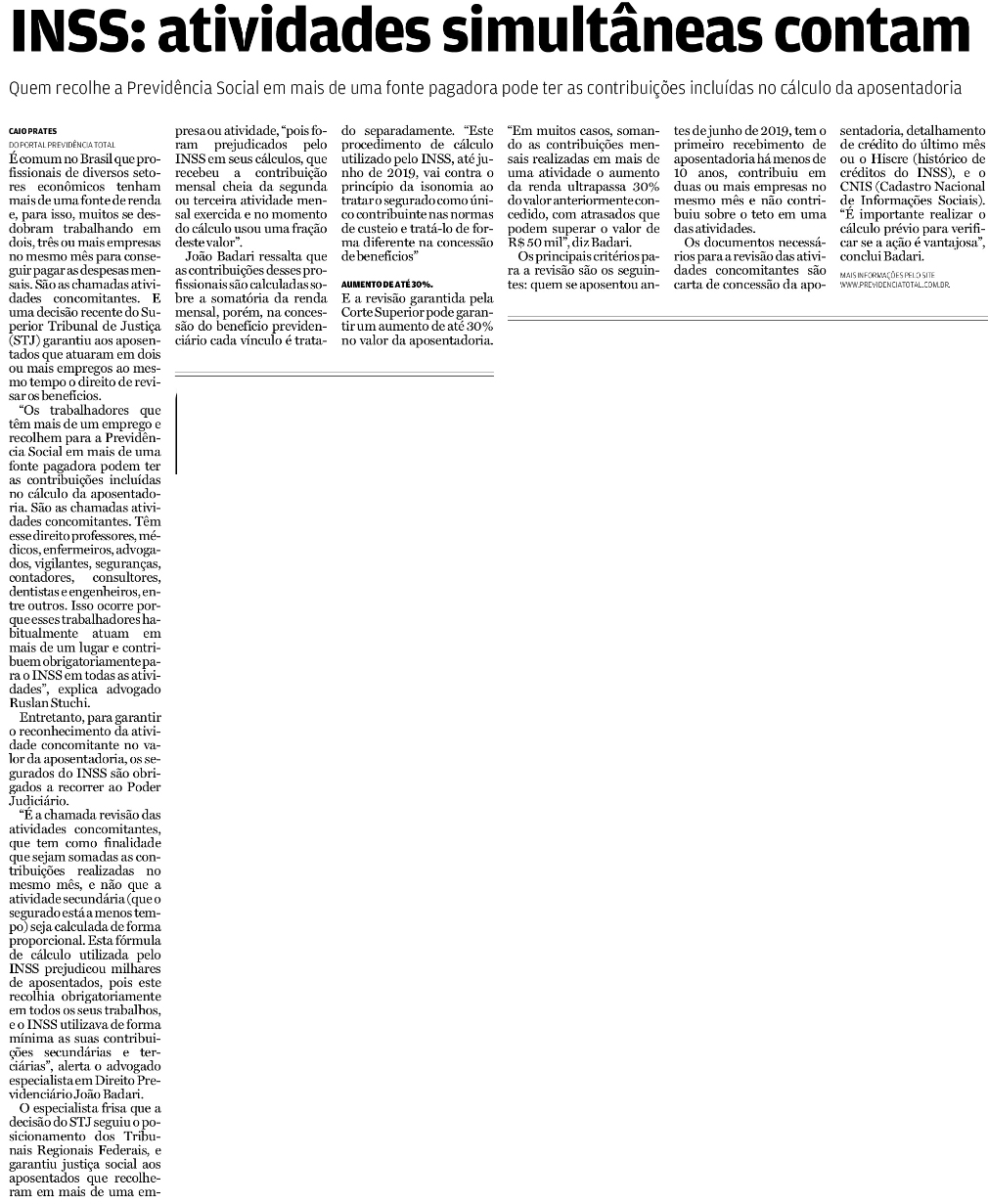 INSS: Atividades simultâneas contam