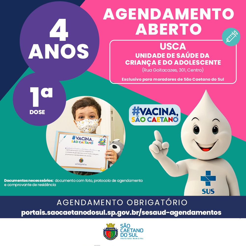 São Caetano é a primeira cidade da região a vacinar crianças de 4 anos