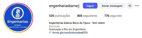 Instagram Engenharias Estácio Barra da Tijuca - Tom Jobim