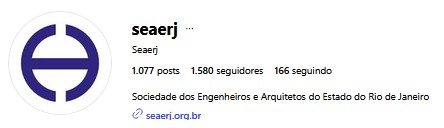 Instagram Sociedade dos Engenheiros e Arquitetos do Estado do Rio de Janeiro
