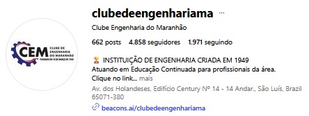 Instagram Clube Engenharia do Maranhão