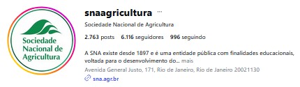 Instagram Sociedade Nacional de Agricultura