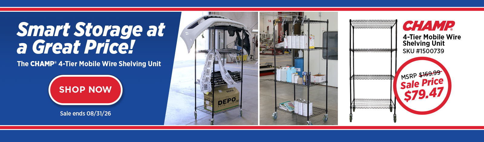 Sale on 4-Tier Mobile Wire Shelving Unit