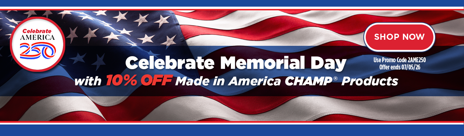 10% OFF CHAMP Celebrate Amercia