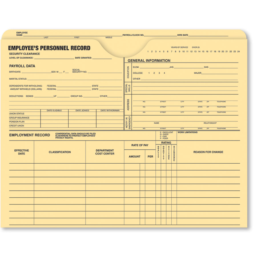 Employee Records Jackets Auto Shop Supplies