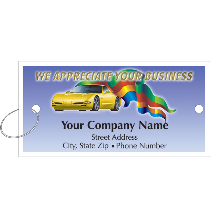 Personalized Full-Color Key Tags - Sports Car & Flag, Personalized ...