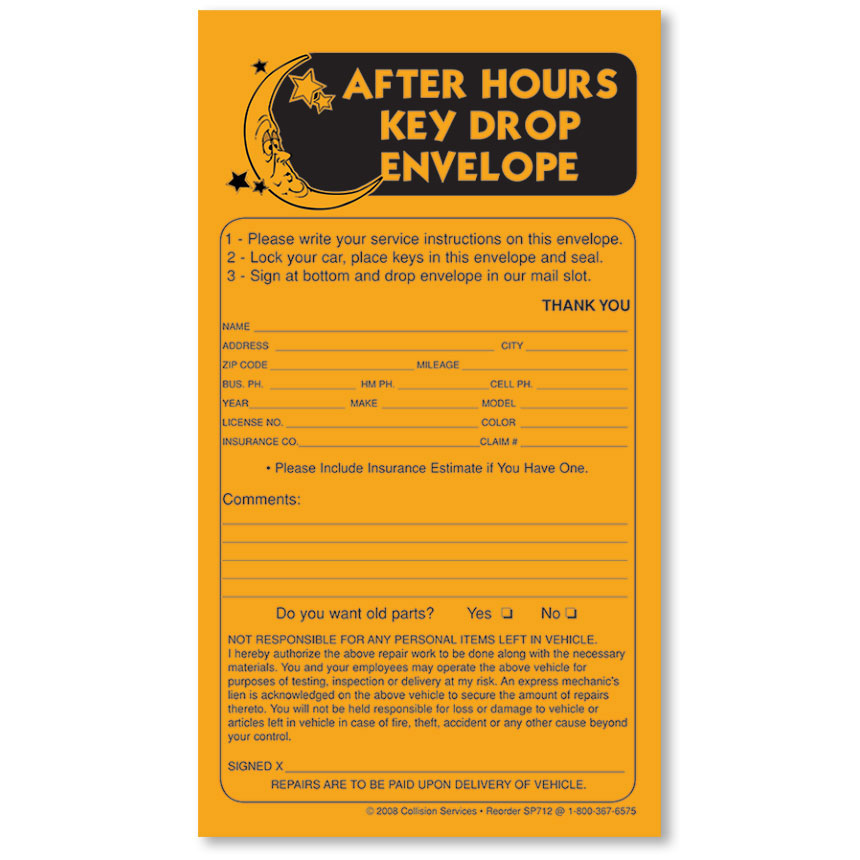 500 Pcs Drop Key Envelopes - 4.125x9.5" Kraft Auto Repair Service Envelopes