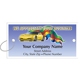 Personalized Full-Color Key Tags - Sports Car & Flag