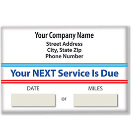 Jumbo Adhesive Service Reminder Stickers - Your Next Service is Due