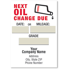 Jumbo Adhesive Service Reminder Stickers - Next Oil Change Due