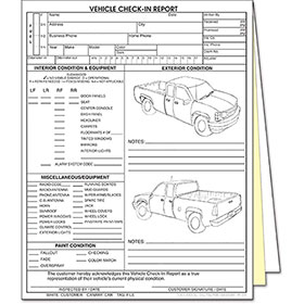 3-Part Vehicle Check-In Report - 4-Door Truck