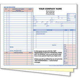 3-Part NCR Auto Body Repair Order