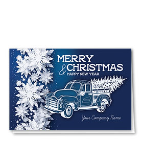 Double Personalized Full-Color Holiday Cards - Paper Snowflakes