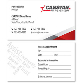 CARSTAR - White Double Sided Card - Repair Appointment