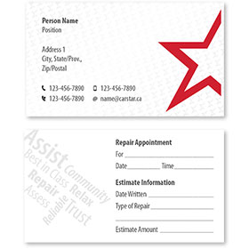 CARSTAR - Large Star Double Sided Card - Repair Appointment
