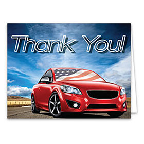 Thank You Patriotic Car Greeting Card 4 1/2" x 5 1/2" (50)