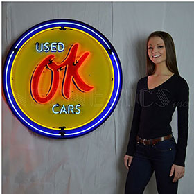 Neonetics OK Used Cars 36" Neon Sign in Metal Can