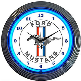 Neonetics Ford Mustang Blue Neon Clock