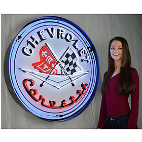 Neonetics Corvette Flags 36" Neon Sign in Metal Can