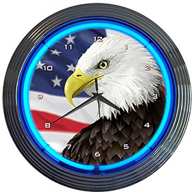 Neonetics Eagle with American Flag Neon Clock