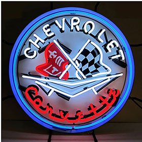 Neonetics Corvette Flags Neon Sign with Blue Outer Ring