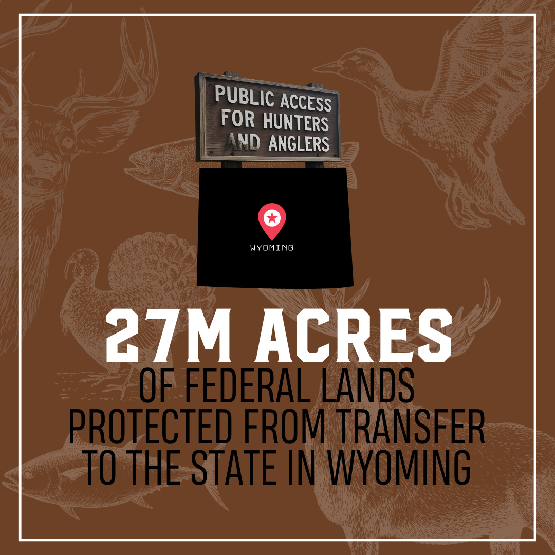 Congress was not asked to transfer 27M acres of federal lands to the state, highlighting support for public access for sportsmen and women in WY.