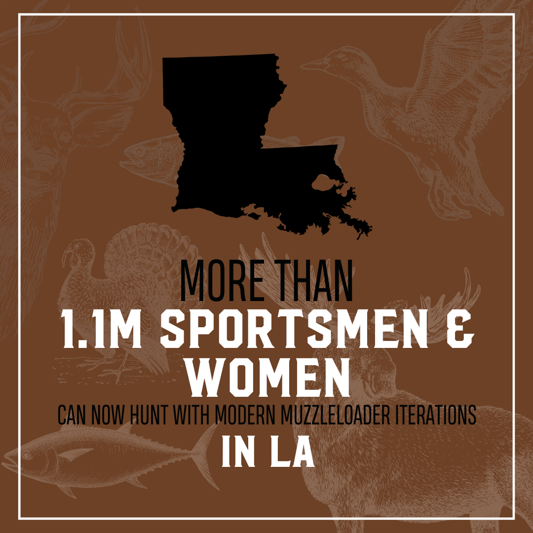 More than 1.1M sportsmen and women in LA may now hunt with modern muzzleloader iterations, enhancing safety while afield yet conserving tradition.